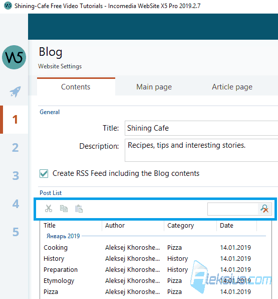 New blog control panel