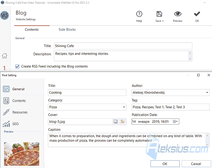 Blog posts adding interface