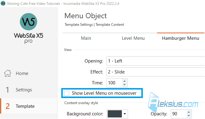 Hamburger menu reaction