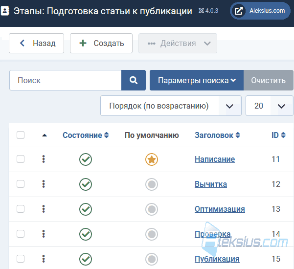 Этапы