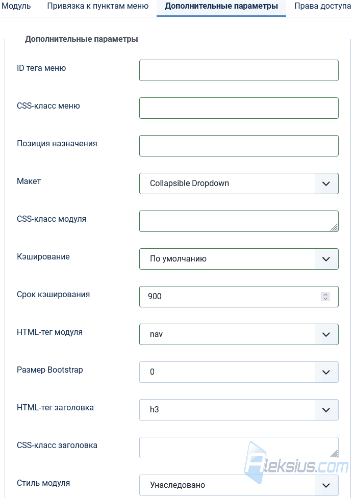 Дополнительные параметры