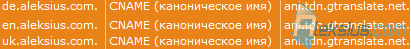 Созданные DNS записи
