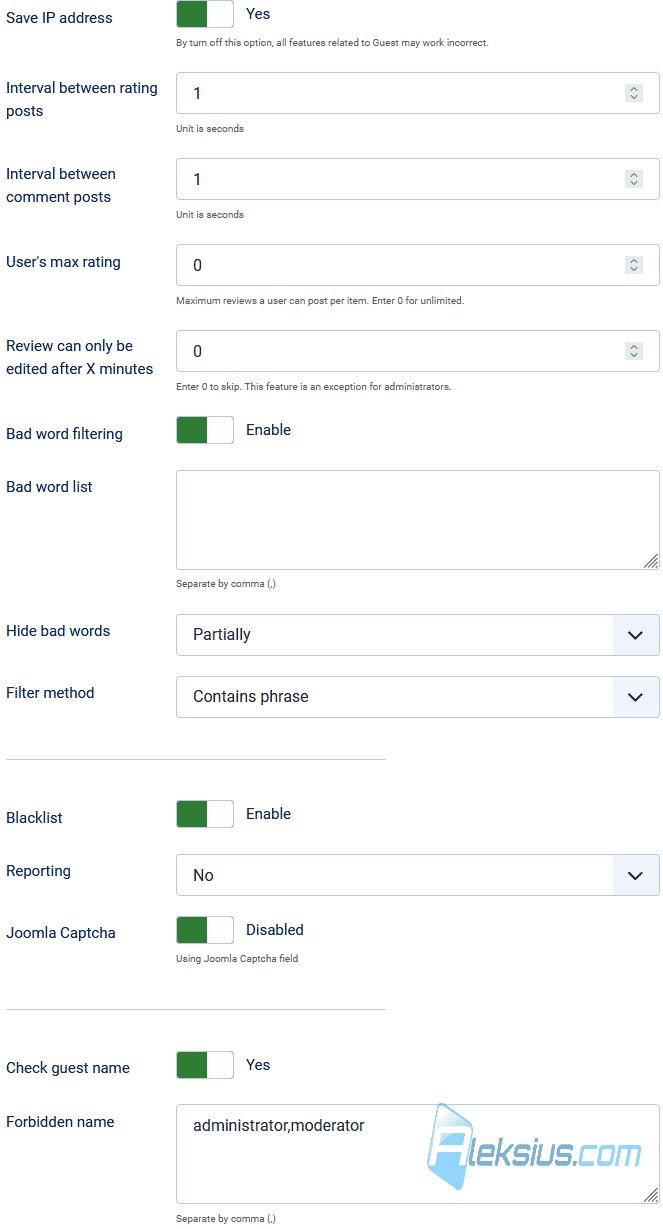 Security settings