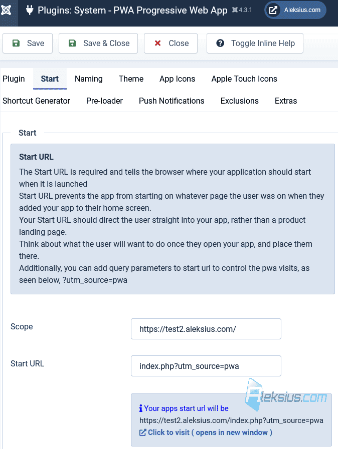 Joomla PWA extension