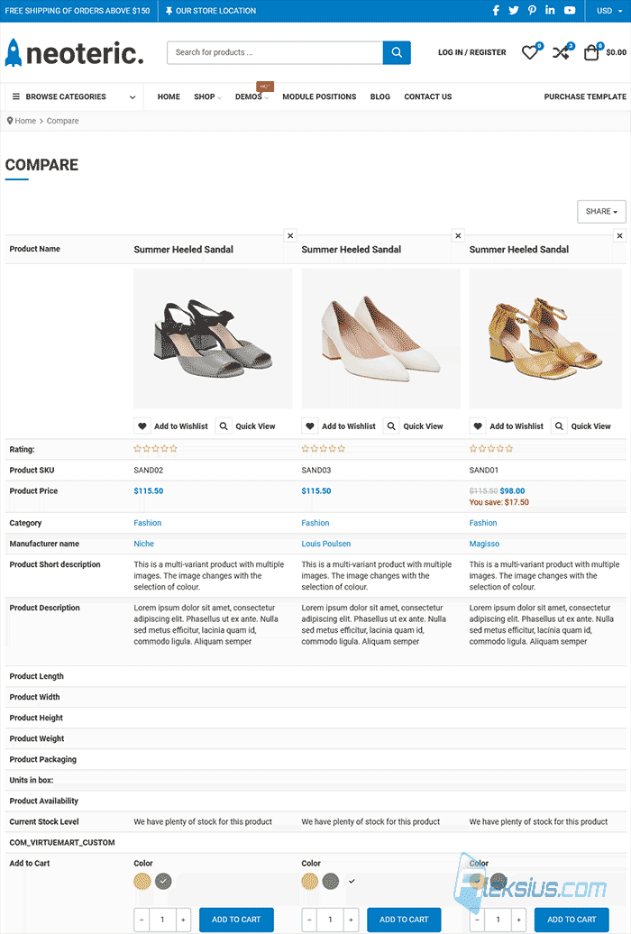 Product comparison