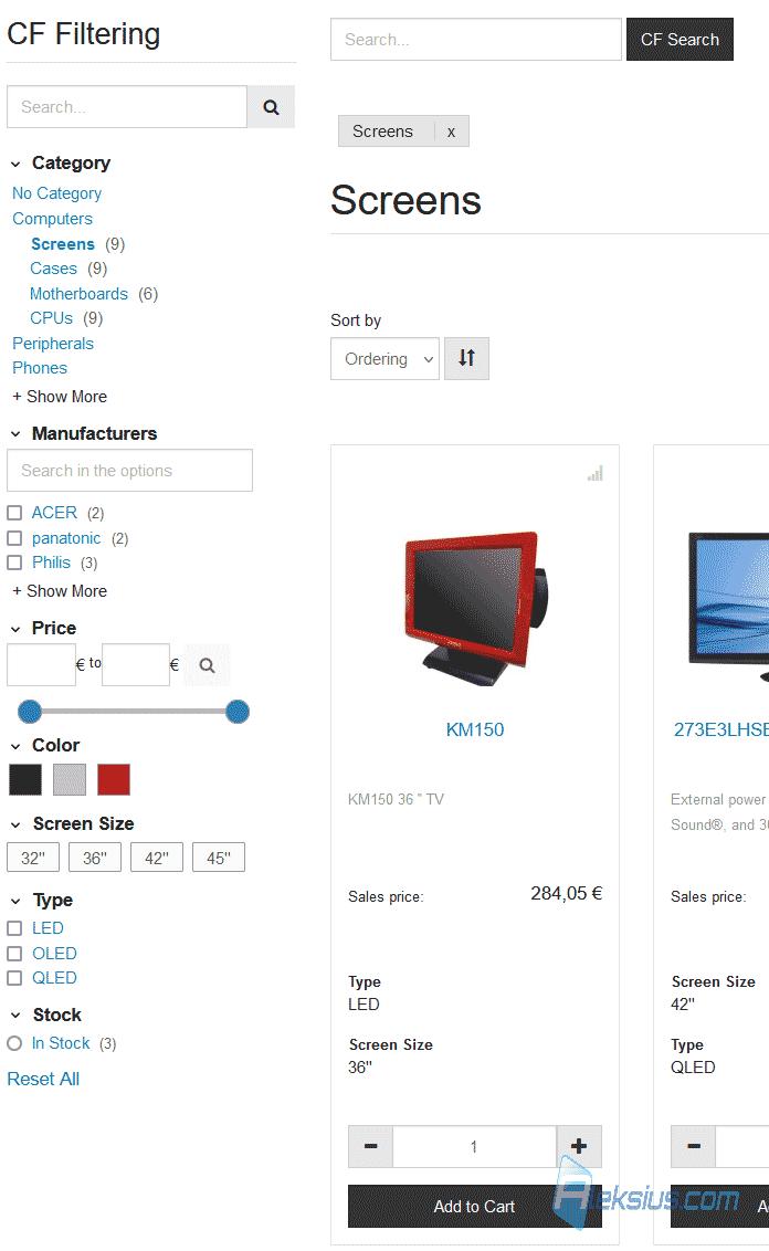 VirtueMart Filtering and searching