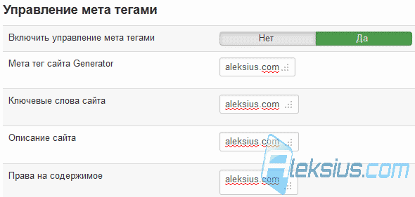 Управление мета тегами