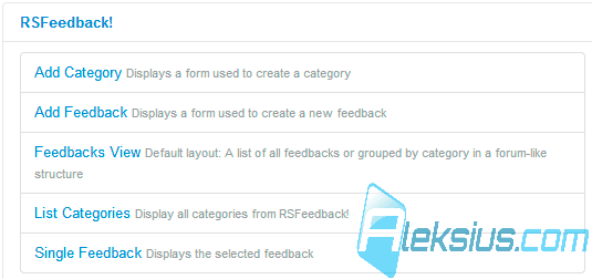 Пункты меню RSFeedback
