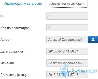 Параметры публикации