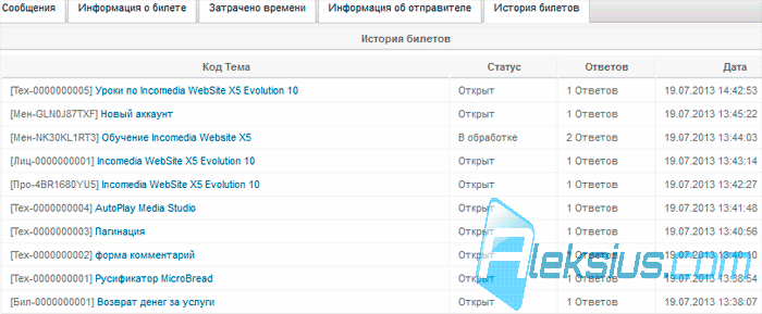 История билетов