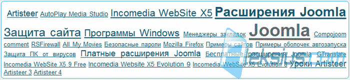 Облако тегов для Joomla 2.5, 1.7, 1.6 Облако тегов для Joomla 2.5, 1.7, 1.6