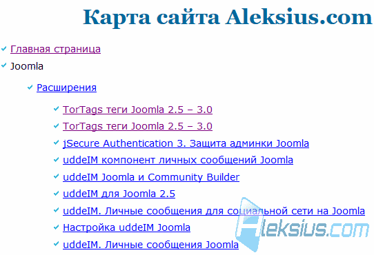 Свёрнутые категории карты сайта