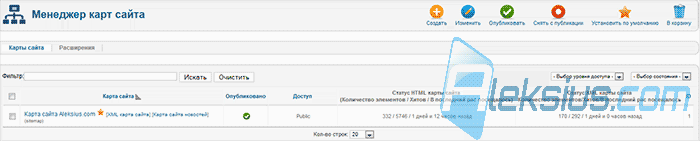 Карта сайта Joomla