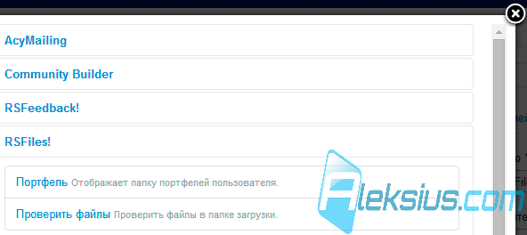 Пункты меню RSFiles Пункты меню RSFiles