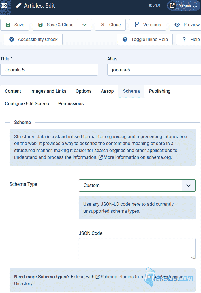 New Schema.org plugins: «Article» and «Custom»