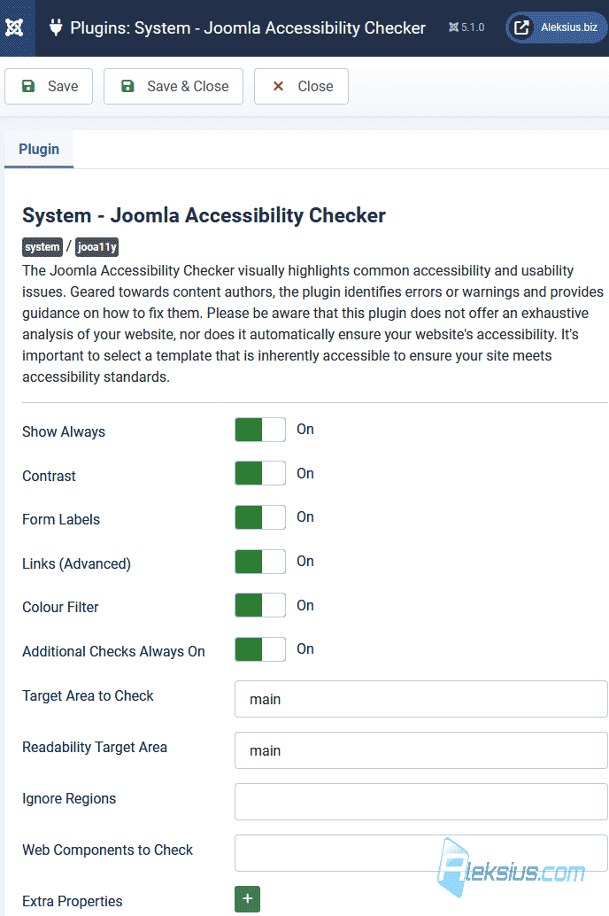 «System - Joomla Accessibility Checker» plugin