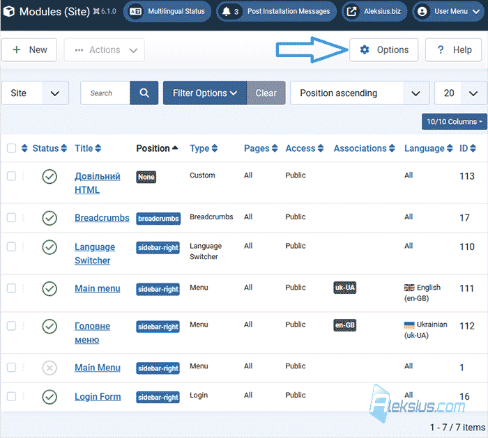 Module options