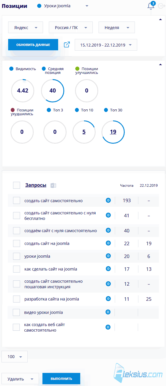 Онлайн проверка позиций