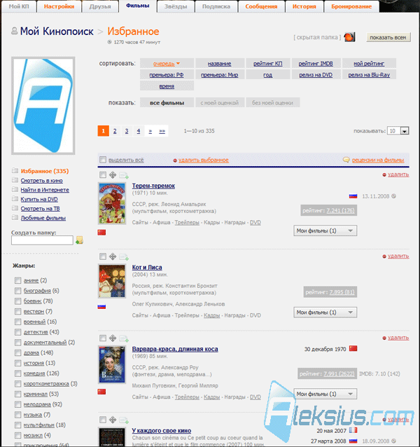 Синхронизации All My Movies и сайта Kinopoisk.ru