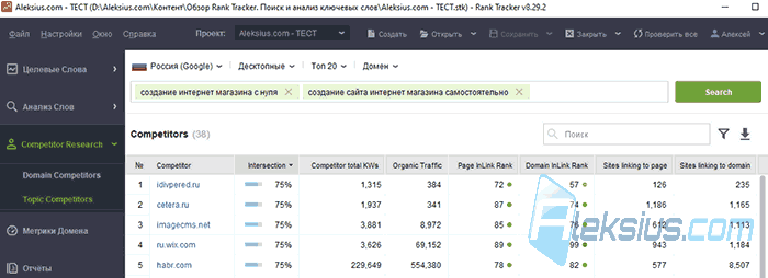 Поиск конкурентов по запросам