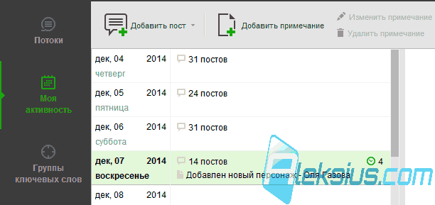 Календарь активности