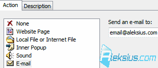 Настройки действия E-mail